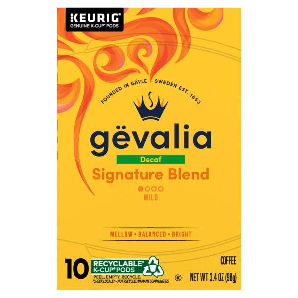 Gevalia Blend Decaf Mild Light Roast K-Cup Coffee Pods 3.4 Oz (Pack of 6)