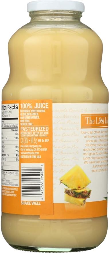 L &amp A Juice Pineapple/Coconut 24x 32OZ