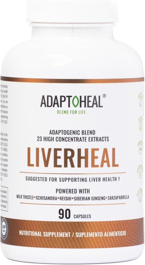 ADAPTOHEAL Milk Thistle Turmeric and Astragalus Complex – Liverheal Herbal Liver Cleanse and Detox Formula with Artichoke and Schisandra Extracts – High-Potency Plant Blend (90 Capsules)