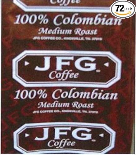JFG Medium Roast 100 Percent Colombian Portion Pack Coffee 1.75 Ounce - 72 per case.