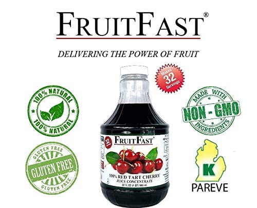 Red Tart Cherry Juice Concentrate by FruitFast - (32 FL OZ) Unsweetened 68 Brix Pure Concentrated Juice - 100% Dark Cherry Extract - No Additives or Fillers!