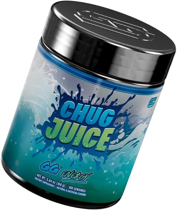Gamer Supps GG Energy - Chug Juice by LazarBeam (100 Servings) - Keto Friendly Gaming Energy and Nootropic Blend Sugar Free + Organic Caffeine + Vitamins + Immune Support Powder Drink