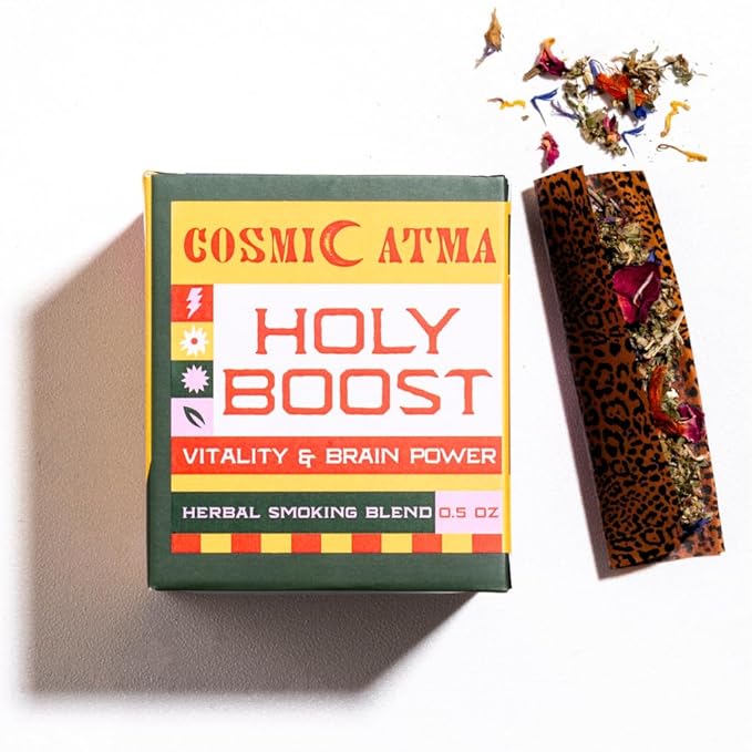 Cosmic Atma Herbal Smoking Blend – Holy Boost for Energy &amp Brain Power | Herbal Tea Loose Leaf &amp Smokable Herbs – 14gm/0.5oz