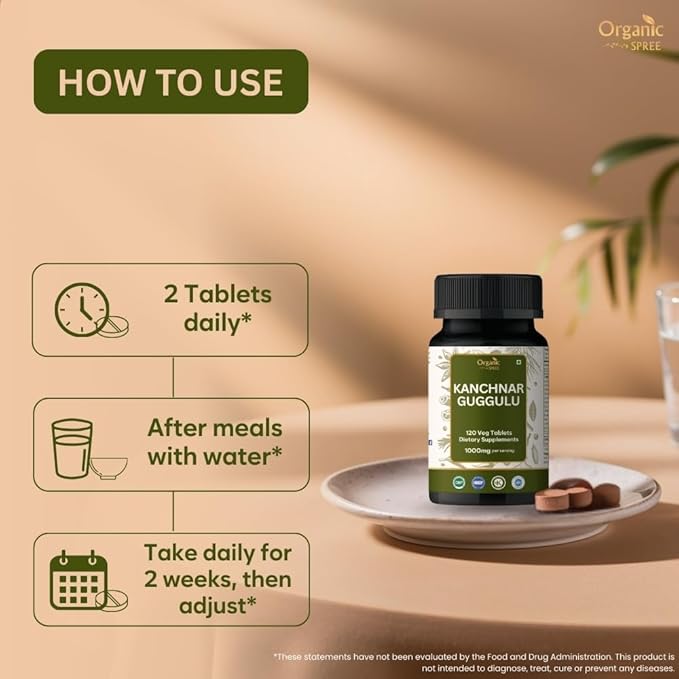 Kanchnar Guggulu 120 Tablets - Supports Detox and Lymphatic Health* - Ayurvedic Formulation - Certified and Vegetarian - Pack of 2