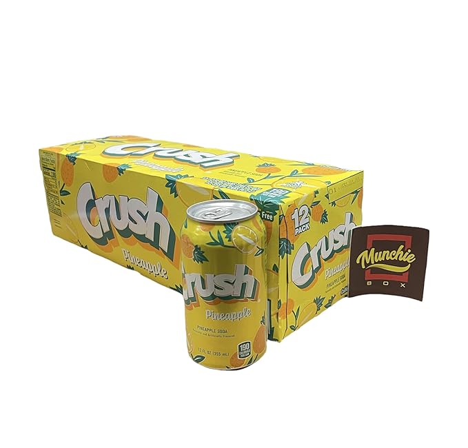 Crush Soda Munchie Box Reserve - Stocked for your Pleasure - Cans or Bottles (Pineapple Pack of (12) 12 Oz Cans)