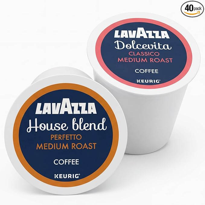 Lavazza K-Cup Coffee Pods Variety Bundle for Keurig Brewers – Light &amp Medium Roast Single-Serve K-Cup Coffee Pods 40 Count Assorted Flavors (20 Dolcevita Classico &amp 20 House Blend Perfetto)