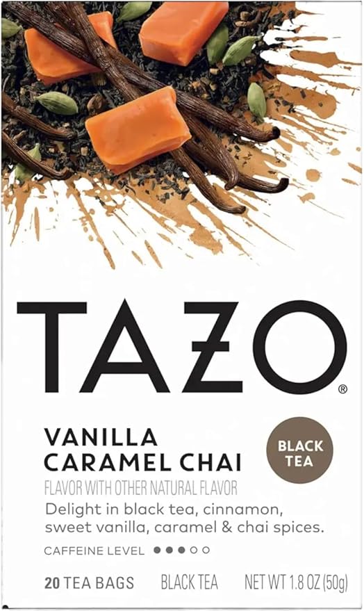 TAZO Tea Bags Black Tea Vanilla Caramel Chai Pumpkin Spice Chai Awake English Breakfast Organic Chai &amp Organic Earl Grey (1ea) (Variety Pack)