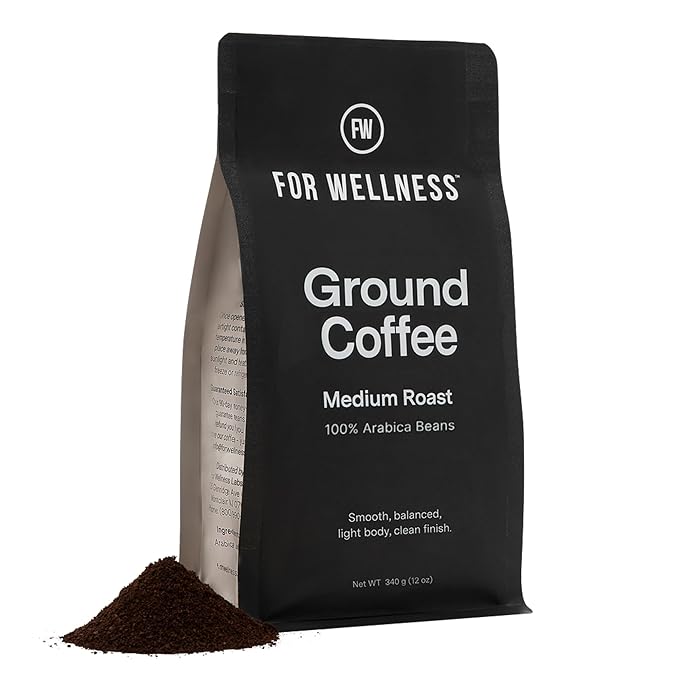 For Wellness Arabica Ground Coffee (12 oz Medium Roast) – Pair With The Good Stuff to Supercharge Your Coffee