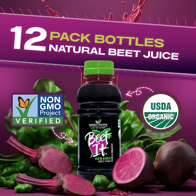 BEET IT Organic Beet Juice 8.5 Ounce (Pack of 12) GMO-Free 100% Natural Beet Juice Organic - Gluten Free No Added Sugar Not from Concentrate