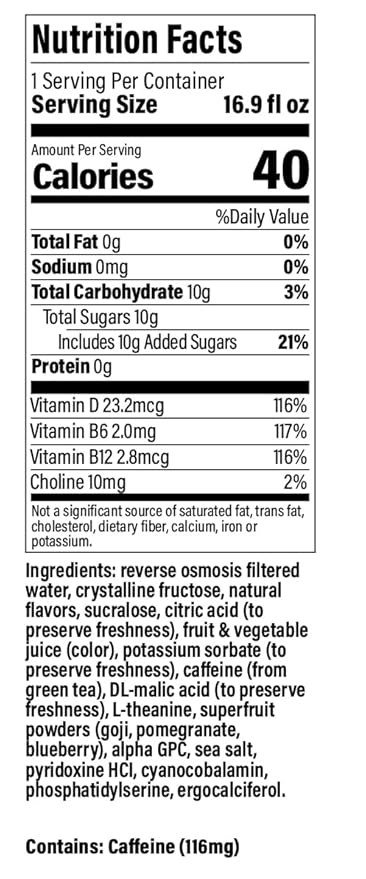 neuroSONIC | Superfruit Infusion | Functional Beverage for Focused Energy Lightly Carbonated Vegan &amp Low Sugar 16.9 Fl Oz (Pack of 12)