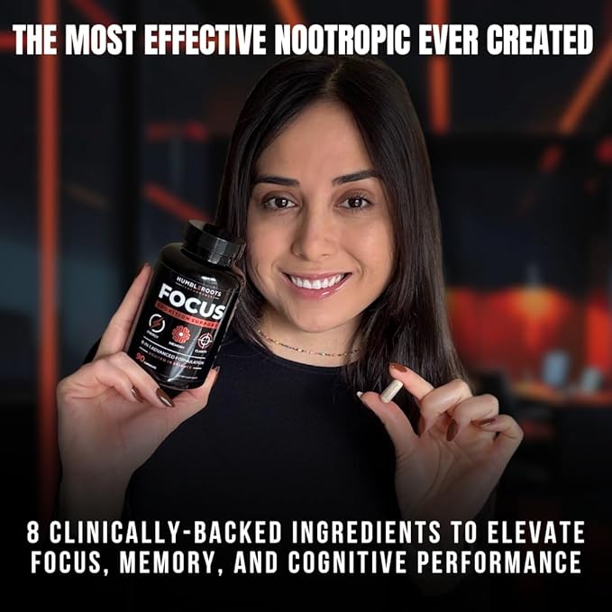 Advanced Nootropic Brain Supplement for Energy Memory &amp Focus | Lion's Mane Caffeine L-Theanine and 5 Additional All-Natural Ingredients to Improve Cognitive Health (90 Capsules)
