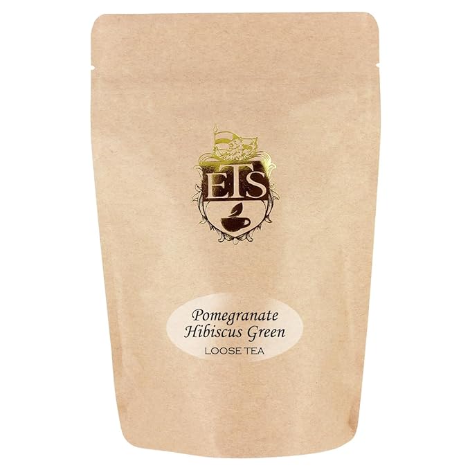 Pomegranate Hibiscus Flavored Green Tea - 16oz | Loose Leaf Tea with Tart Fruit Notes and Floral Aroma | Hunan Sencha Style Green Tea | Naturally Flavored Refreshing Tea