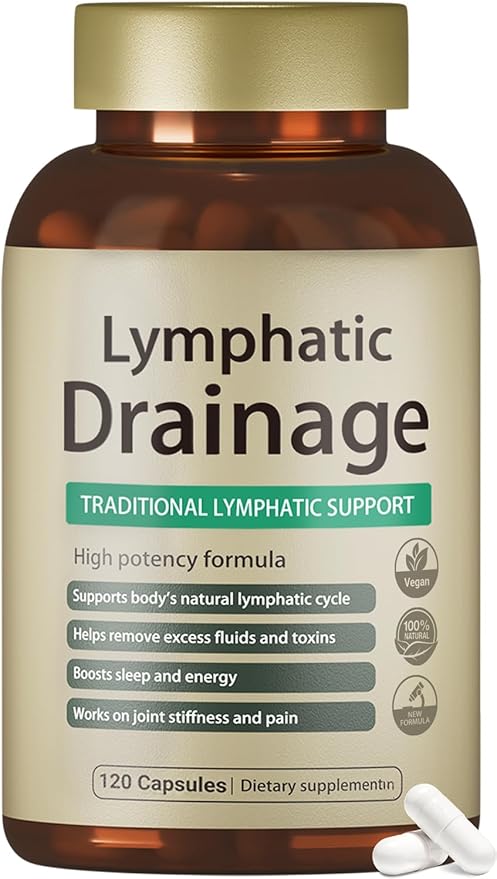 Lymphatic Drainage Capsules 120 Capsules New Maximum Potency Formula 2 Month Supply with Dandelion Extract Cleavers Extract - Supports Cellulite Reduction Lymphatic Drainage &amp Immune Health