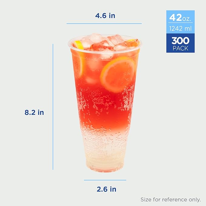 Karat [42oz - 300ct PP Plastic Cold Disposable Plastic Cups - BPA-Free 117mm Diameter Drinking Cups for Cold Beverages Iced Coffee Water Ideal for Parties and Events