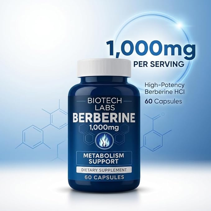 Berberine 1000 mg with Bitter Melon and Banaba Leaf – Herbal Supplement 60 Capsules
