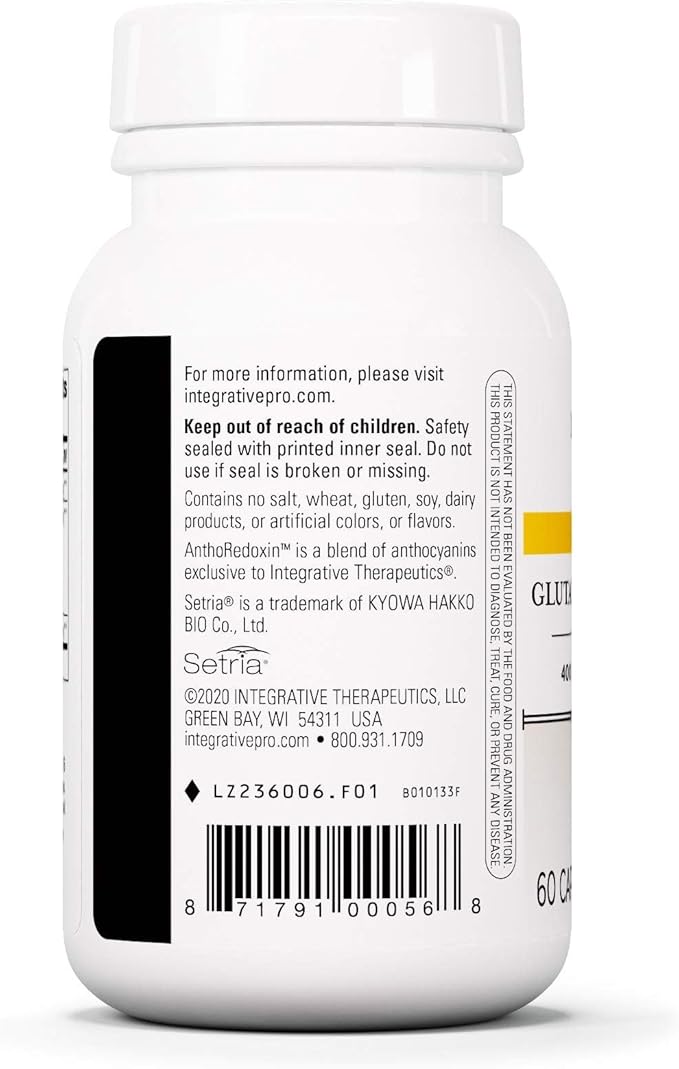 Integrative Therapeutics Glutathione Cell Defense - Supplement with 400 mg Reduced Glutathione L-Cysteine and Anthocyanins from Botanical Blend - 60 Capsules