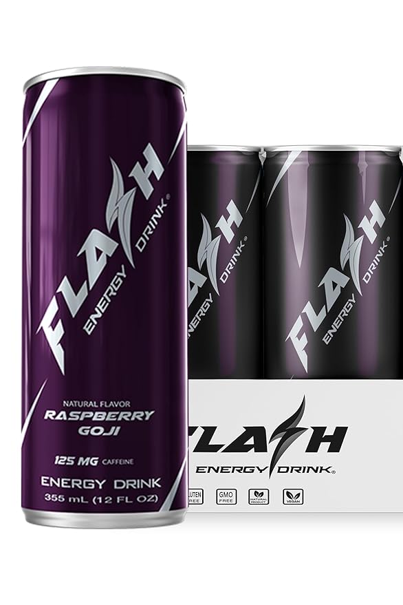 Flash Energy Drink | Elevate your Energy Focus and Performance | Natural | Non-GMO Vegan Gluten-Free Ingredients Organic Green Tea and Green Coffee Bean with 125 mg of Caffeine Enhanced with Es