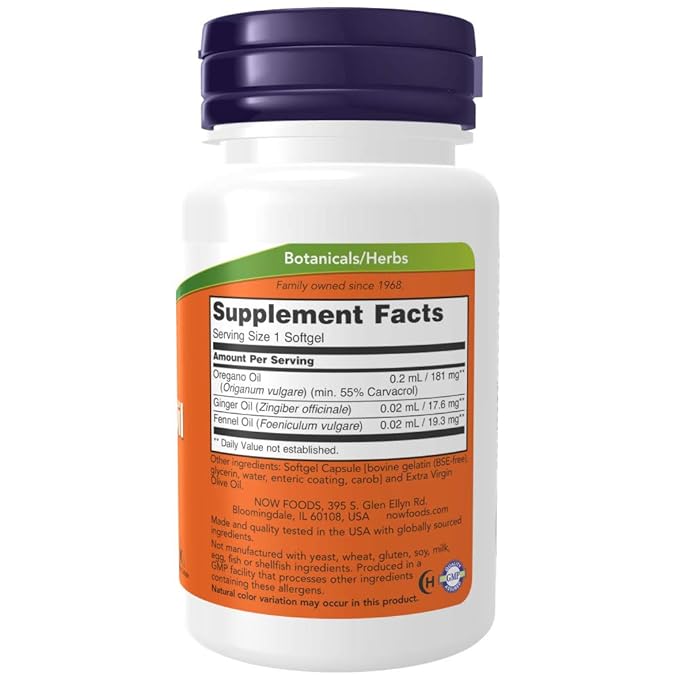 Now Foods Oregano Oil Enteric Coated Softgels 90 Capsules (Pack of 2)