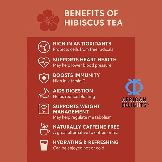 African Delights Hibiscus Tea 16oz – Organic Sorrel Leaves | Flor de Jamaica | Natural Herbal | Edible| Bulk Loose Tea for Brewing