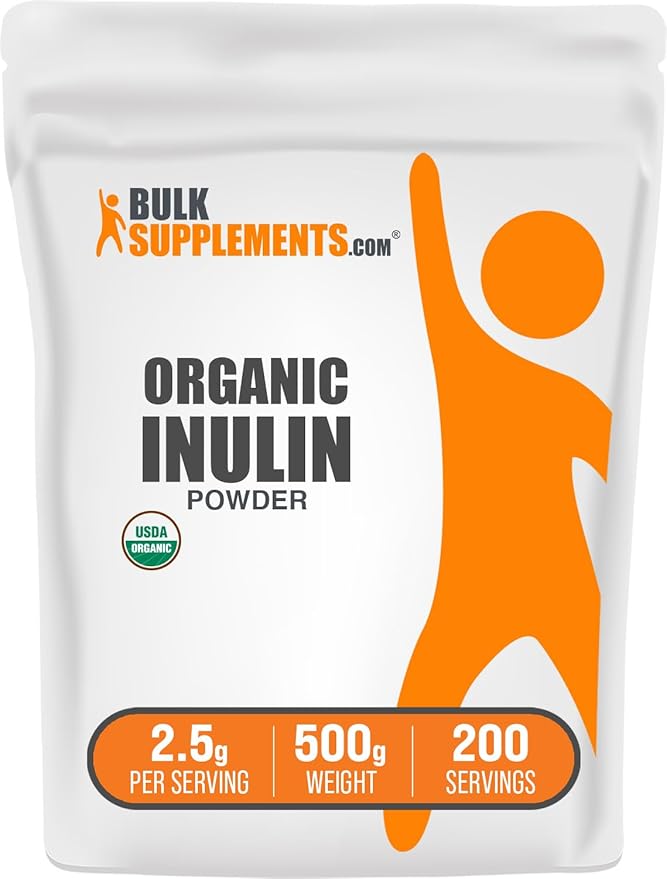 BulkSupplements.com Organic Inulin Powder - Inulin Supplement Soluble Fiber Powder - Vegan &amp Gluten Free - 2.5g per Serving 500g (1.1 lbs) (Pack of 1)