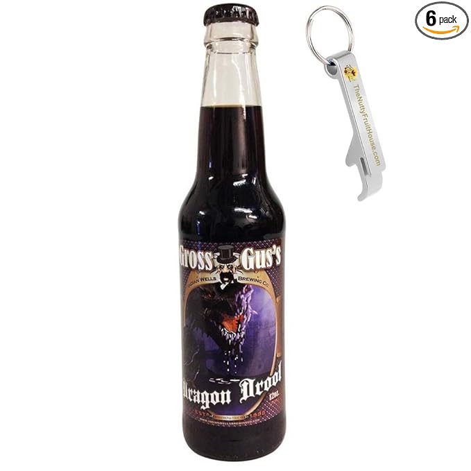 Gross Gus's Dragon Drool Soda Pop 12-Ounce Bottle 6 Count (With Exclusive Stainless Steel Bottle Opener)