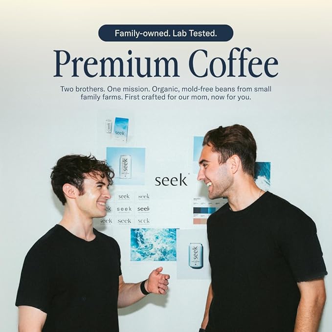 Seek Low Acid Organic Arabica Ground Coffee - Mold Free Non-GMO Third Party Tested - 12 Oz
