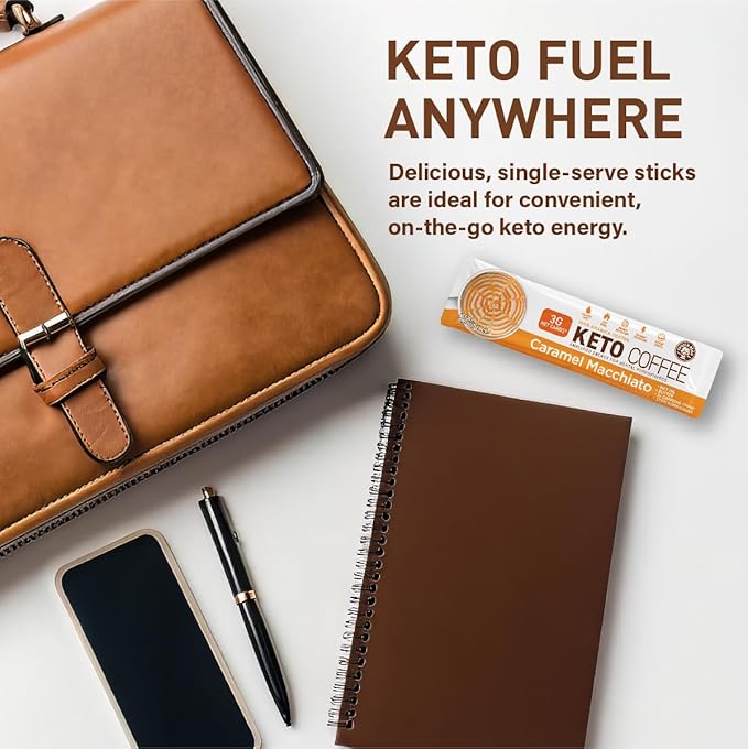 The Frozen Bean - Caramel Macchiato Keto Instant Coffee Mix with Low Sugar MCT Oils Skinny Coffee Weight Loss Improves Focus and Energy Increase Metabolism for Women Belly Fat - 20 Single Sticks