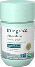 True Grace Mushroom Lion's Mane Brain Nerve &amp Cognitive Support - 60 Count Capsules - Organic
