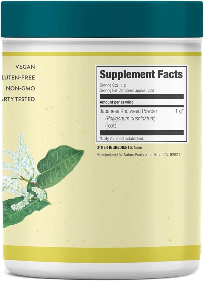 Nature Restore Japanese Knotweed Powder 8 Ounce Natural Trans-resveratrol Non GMO Gluten Free Also Known as Polygonum Cuspidatum