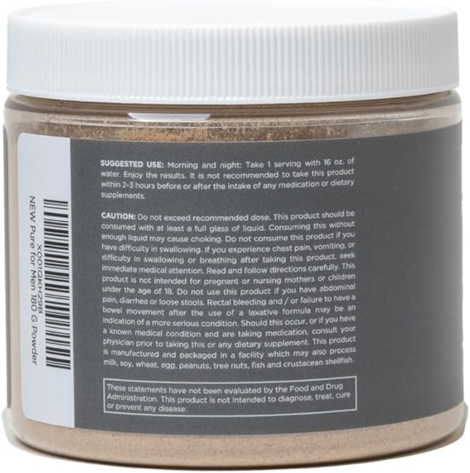 Pure for Men Original Cleanliness Stay Ready Fiber Supplement Powder | Helps Promote Digestive Regularity | Psyllium Husk Aloe Vera Chia Seeds Flaxseeds | Proprietary Formula | 180 gm Vegan Blend