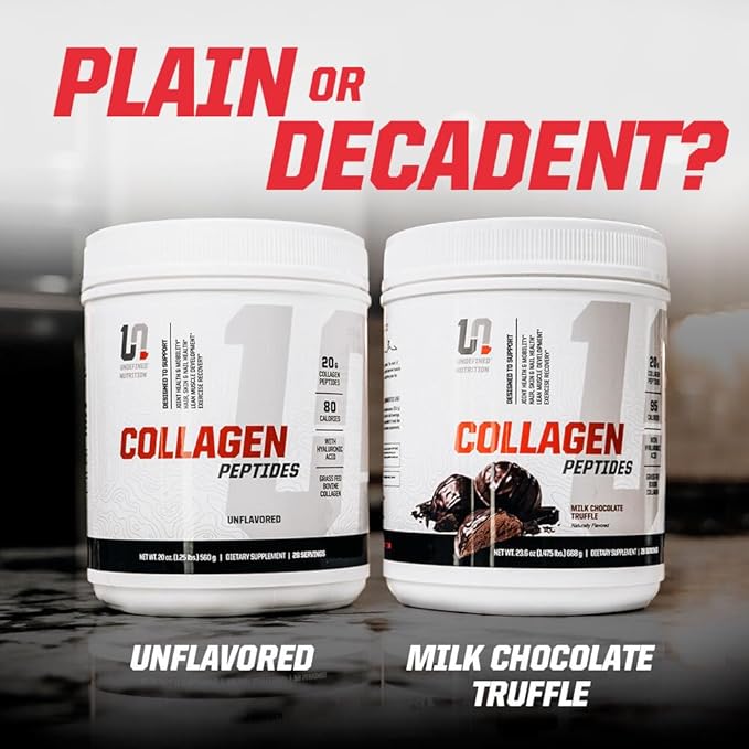 Undefined Nutrition Collagen Peptides by Brian Shaw (Unflavoured 28 Servings) – 20g Collagen Peptides with Hyaluronic Acid - Promotes Muscle Hair Nail Skin Bone and Joint Health Zero Sugar