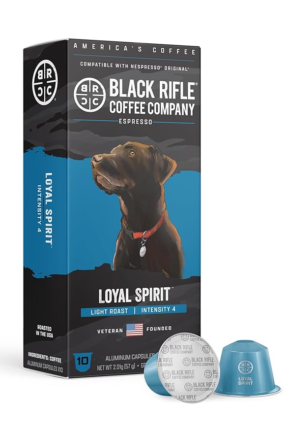 Black Rifle Coffee Company 30 Loyal Spirit Espresso Capsules – Light Roast Nutty Citrus &amp Caramel Nespresso® OriginalLine Compatible