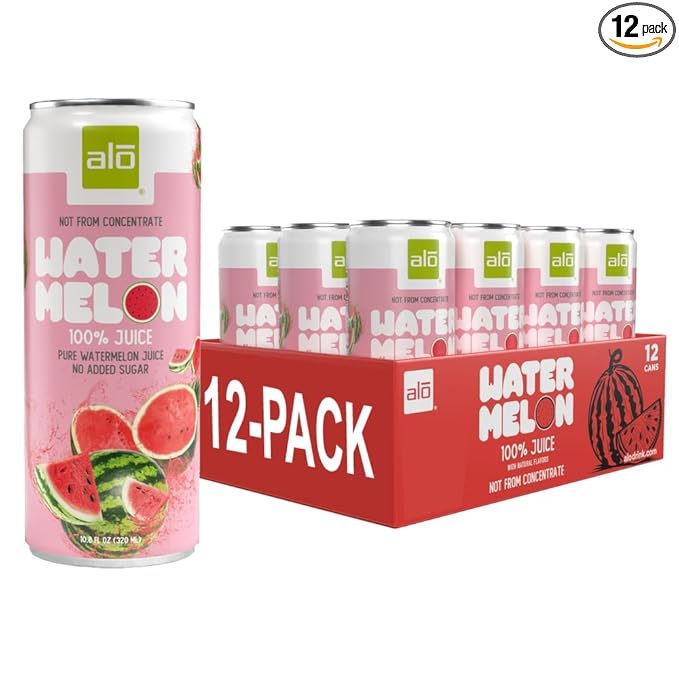 ALO Slim Can Juice | Watermelon Juice | Not from Concentrate | 10.8oz Cans (Pack of 12)