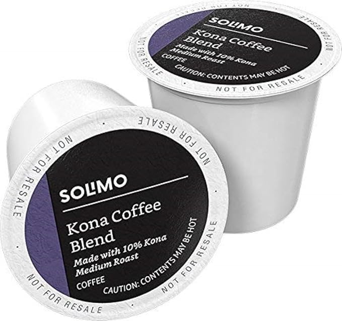 Amazon Brand - Solimo Medium Roast Coffee Pods Kona Blend Compatible with Keurig 2.0 K-Cup Brewers 100 Count