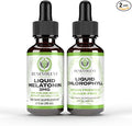 Liquid Melatonin for Kids and Adults 3mg &amp Liquid Chlorophyll Bundle - Natural Sleep Aid Drops Berry Vanilla Flavor Made in USA - Sleep Support &amp Skin Support