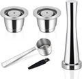 Reusable Coffee Capsules for Originales Stainless Steel Refillable Coffee Pods 2pcs Reutilisable Refillable Espresso Capsule(2 Cup+ Tamper+ Stainless Steel Spoon)