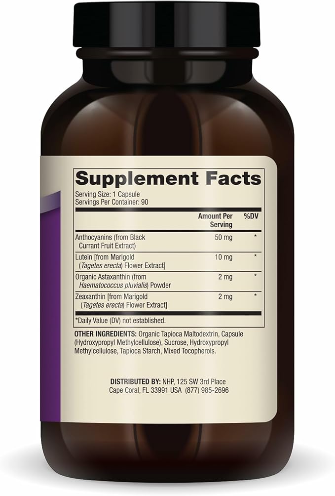 Dr. Mercola Eye Support - Supports Eye &amp Vision Health - with Lutein Zeaxanthin Organic Astaxanthin &amp Black Currant - Non-GMO Gluten-Free &amp Soy Free - 90 Capsules (90 Servings)