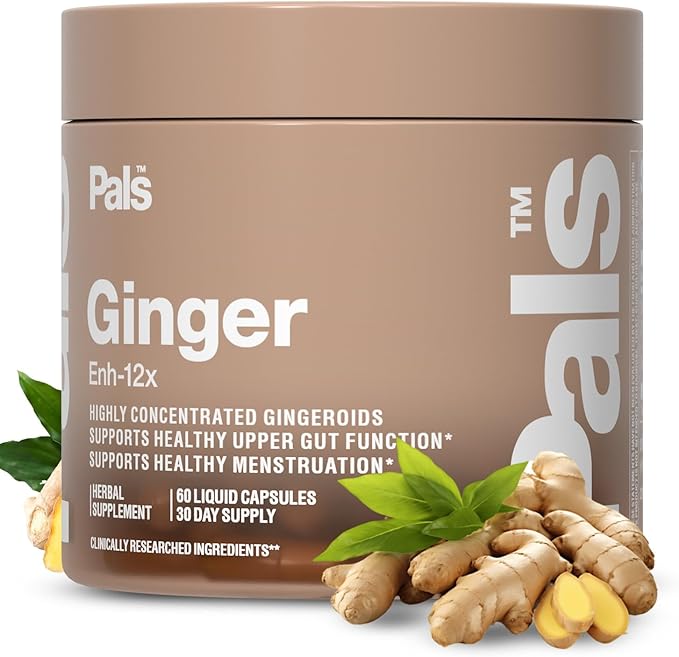 Pure Ginger Root Capsules Enh-12x: Ultra Potent 26% Gingeroids Extract Vegan Ginger Supplements for Nausea Bloating &amp Menstrual Cramps Natural No Fillers Non-GMO (30 Days)