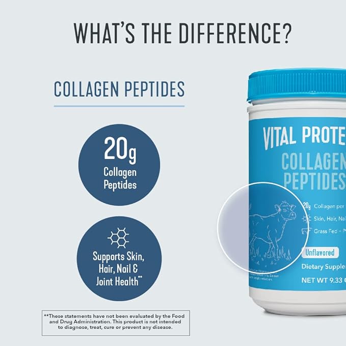 Vital Proteins Collagen Peptides Powder Unflavored 9.33 OZ+11.5 oz Vanilla