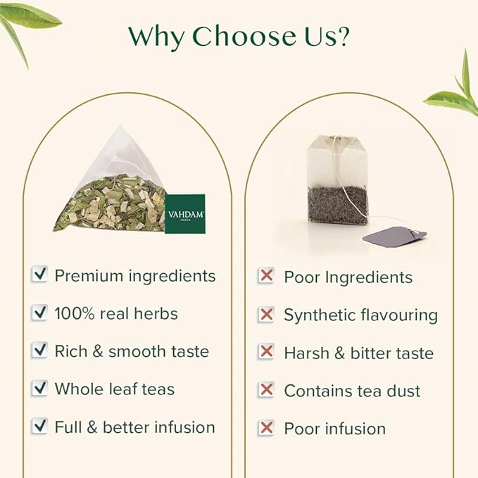 VAHDAM Ginger Mint Green Tea Bags (100 Count) High Grown Green Tea with Raw Ginger | Medium Caffeine | Non GMO Gluten Free | Mint Tea Bags | Resealable Ziplock Pouch
