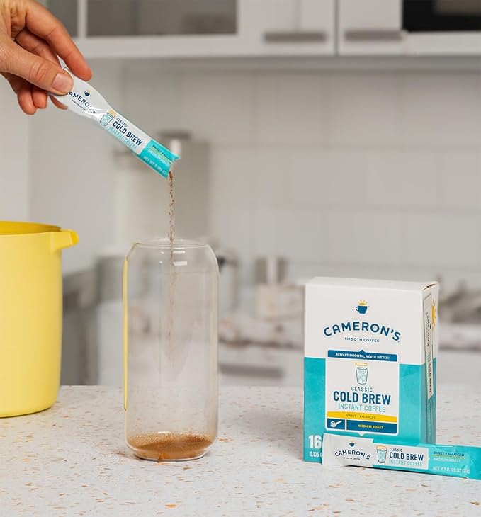 Cameron's Coffee Cold Brew Instant Single Serve Sticks Dark Chocolate Mocha Smooth Flavored Coffee Sustainable Small-batch Roasted 128 Count