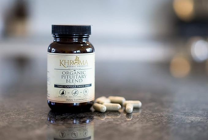 Organic Pituitary Blend - 60 Vegan Capsules in a Glass Bottle - for Maximum Pituitary Support - by Khroma Herbs