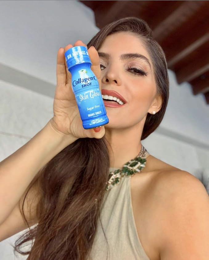CollagenC - skin glow shot 20 pack - Collagen 10g Vitamin c 1000mg Biotin 1000mcg Vitamin D 800 IU - Natural Orange-Ginger Flavor 2.5oz Bottle - 20 Pack