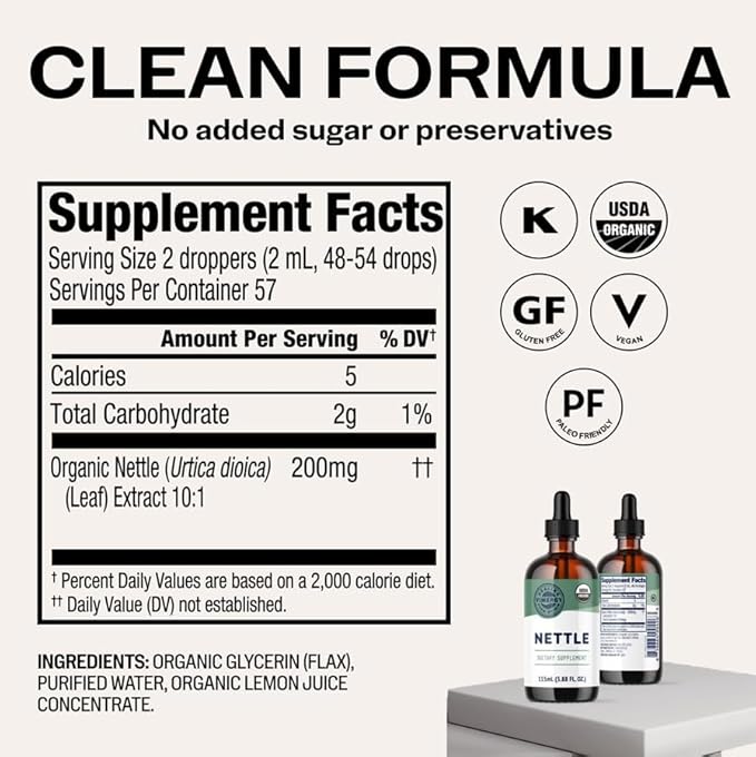 Vimergy Nettle – Superfood for Healthy Cellular Response* – Promotes Bone Health* – USDA Certified Organic Vegan Gluten-Free – 115 mL (57 Servings)