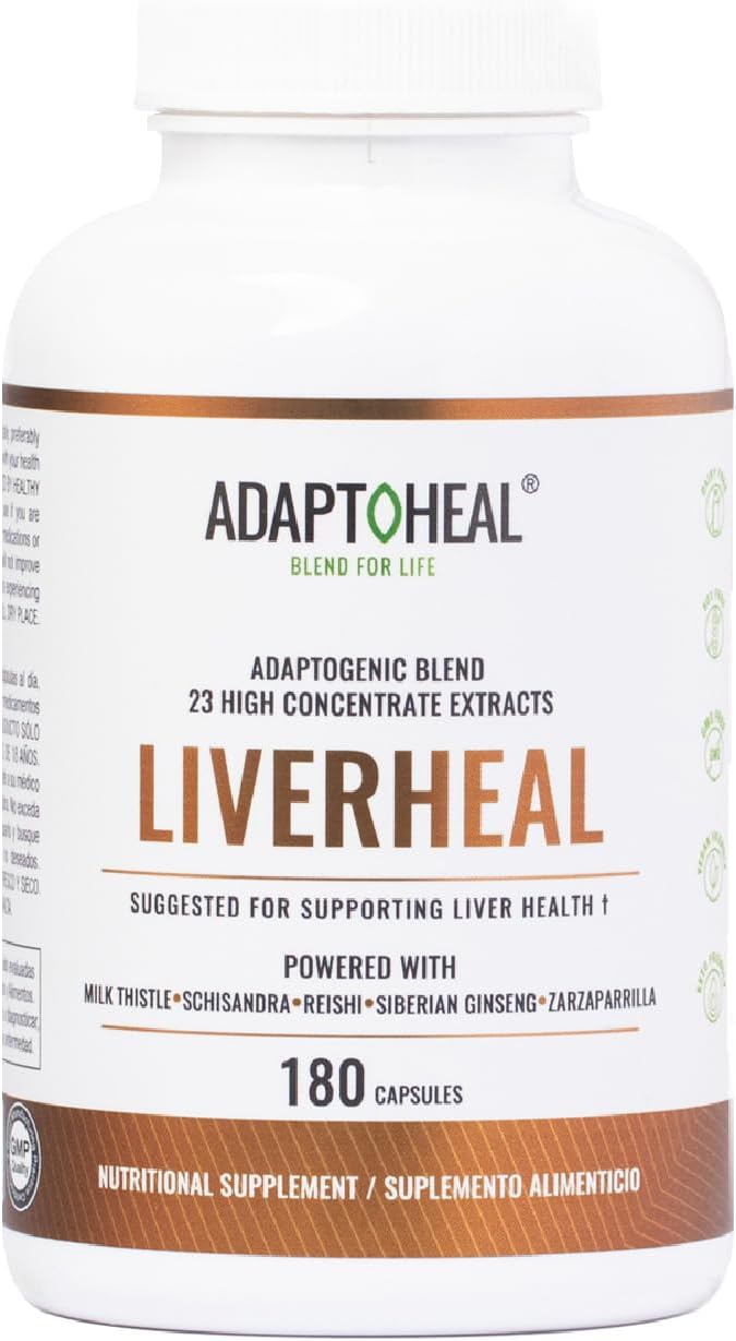 ADAPTOHEAL Milk Thistle Turmeric and Astragalus Complex – Liverheal Herbal Liver Cleanse and Detox Formula with Artichoke and Schisandra Extracts – High-Potency Plant Blend (180 Capsules)