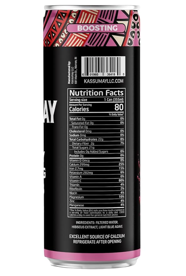Kassumay Hibiscus Botanical Juice – Premium Plant-Based Wellness Beverage | Immune Support | Antioxidant-Rich | All-Natural | No Added Sugar| 12 Pack – 12 fl oz cans