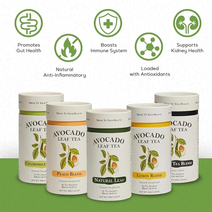Avocado Leaf Tea Black Tea Blend 2 Pack - Lightly caffeinated | Healthy Tea | Immune Support | Cold Brew or Hot Tea | 30 Tea Bags - 60 Servings (Gluten Free &amp Non-GMO)
