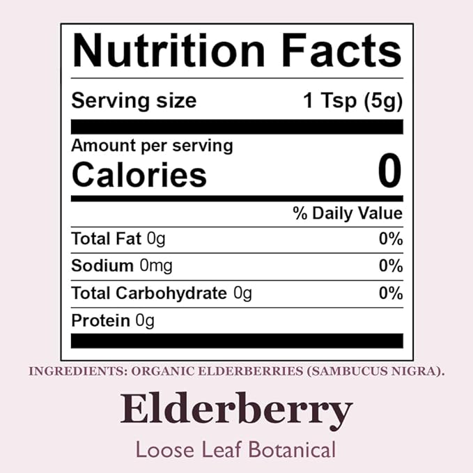 Organic Positively Botanicals Company Elderberry Herbal Tea Loose Leaf Botacnical 16 Ounce