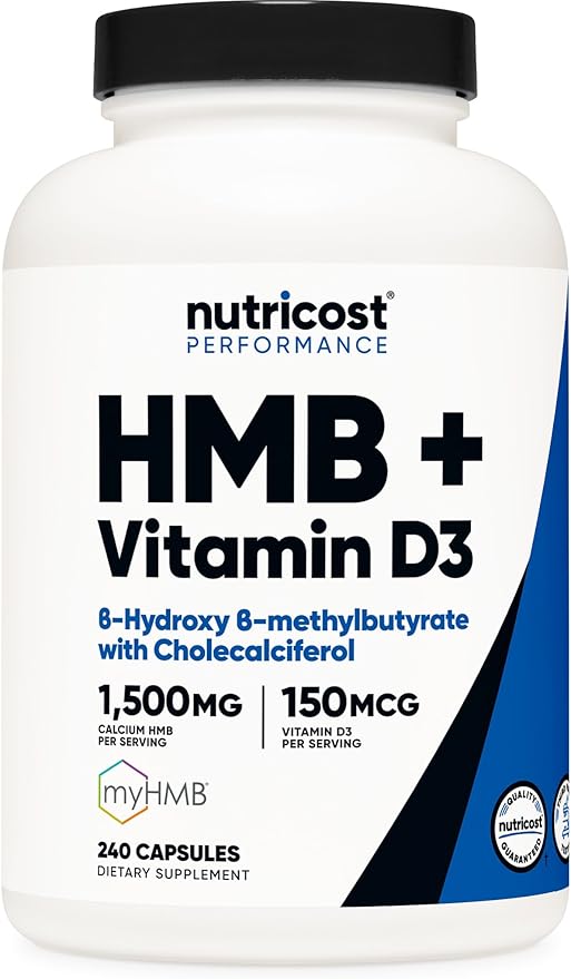 Nutricost HMB (1500mg) and Vitamin D3 (6000 IU) Supplement - 240 Capsules 80 Servings - Gluten Free and Non-GMO