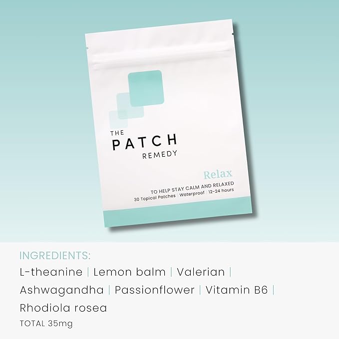 The Patch Remedy Relax &amp Magnesium Glycinate Kit - with Ashwagandha L-Theanine and Rhodiola Rosea | Patches with Minerals